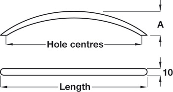 Bow Handle Steel Polished Brs D10x30mm 128mm Fixing Centres - view 2