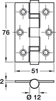 Butt Hinge BB Sqr 76x51mm 201 SSS - view 2