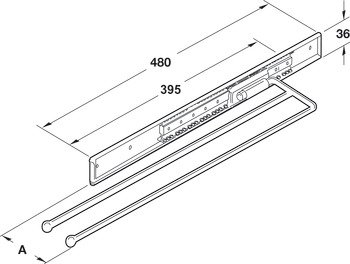 Towel Rail 2-Arm 440mm Aluminium PC - view 3