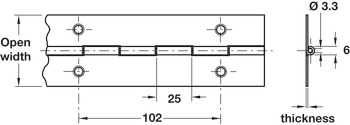Cont Hinge 1834x38x0.9mm 36 Holes Brs Polished Brass - view 2