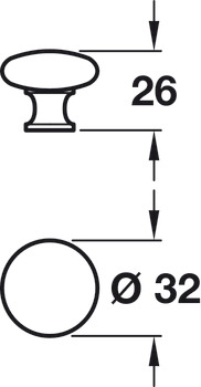 Oriel Knob Zinc Alloy SSE D32x26mm - view 2