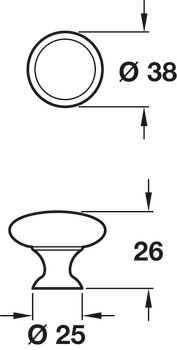 Henrietta Knob Zinc Alloy SSE D38x26mm - view 2
