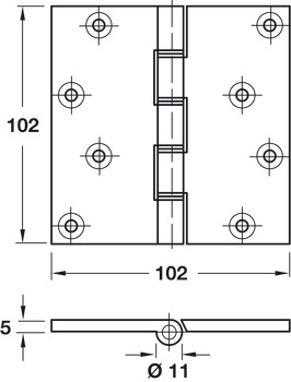 Butt Hinge Proj DPBW 100x103mm Brs Self - view 2