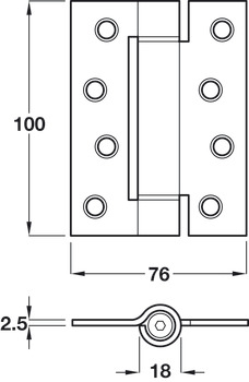 Butt Hinge Sprung 100x76mm EP M.Steel BP x3 - view 2