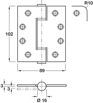 Loadmaster Butt Hinge Square 102x89 316 SSS - view 2