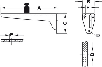 Hebgo Fix.Bracket 480x130mm 150kg/Pr Stone Grey - view 3
