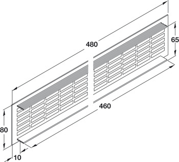 Ventilation Grille Rectangle 480x80mm Anodised D.Brw MC4 - view 4