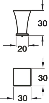 Augusta Knob+BP Zinc Alloy SSE 30x30mm - view 3