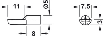 Shelf Support D5mm Spoon Plug Steel NP - view 2