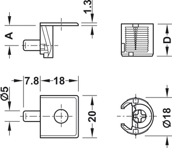 Tab 18 Shelf Connector 19mm Screw Zinc Alloy NP - view 4
