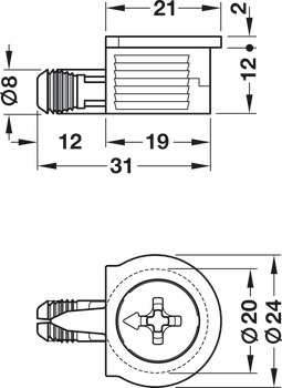 OneFix 1prt Connector D8/15mm Plastic Wht/Aluminium - view 2