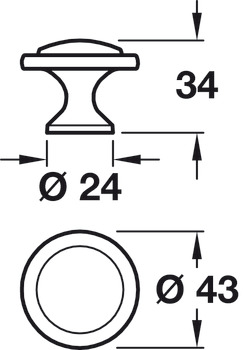 Constance Knob Zinc Alloy SSE D43/24x34mm - view 2