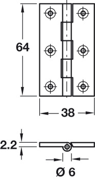 Butt Hinge Heavy Gauge 64x38mm Brs BP - view 2
