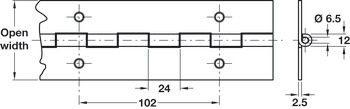 HD Cont Hinge 2000x76mm 40 Hole CP4 Stainless Steel - view 2