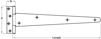 Med Pattern Tee Hinge 305x100mm Steel Black - view 2