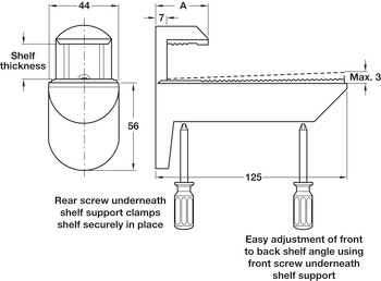 Kaiman Shelf Support 7-41mm Zinc Alloy/Plastic Stainless Steel - view 3