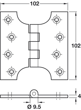 Parliament Hinge 102x102mm Brass PCP - view 2