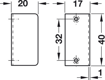 Angled Striking Plate 40x20x17mm Steel NP - view 2