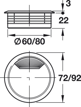 Cable Outlet 2prt D60x25mm Plastic Sepia Brw - view 2
