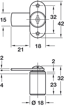 Cylinder Cam Lock wo Trap 18mm FH1 Dir.B - view 2