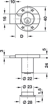 Minilock40 Rim Lock D22mm MNP RH Differ - view 2