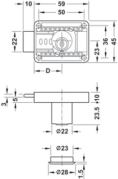 Rim Lock D22mm Adj 15-40mm ZNP BN0101 - view 2