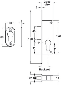 Narrow Mortice Deadlock 20/36mm SSS - view 2