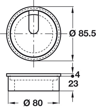 Cable Outlet 2prt D80x27mm Maple Lacq - view 2
