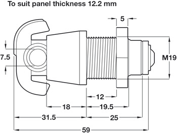 Padlockable Cam Lock-32/19.2mm Polished Chrome - view 4