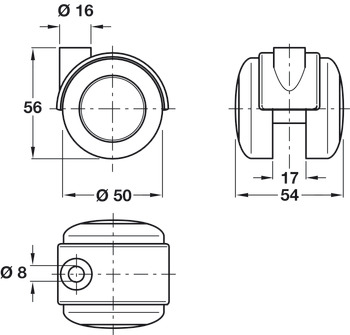 D50mm Twin Castor Swivel with Brake Aluminium Pin - view 2