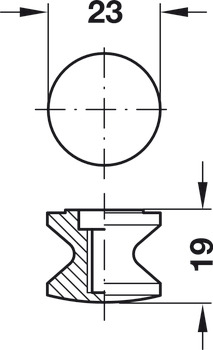 Push Lock Knob D23x19mm Plastic PCP - view 3