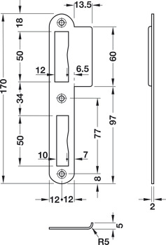 Multi Lock Device Strike Plate DIN RH - view 2