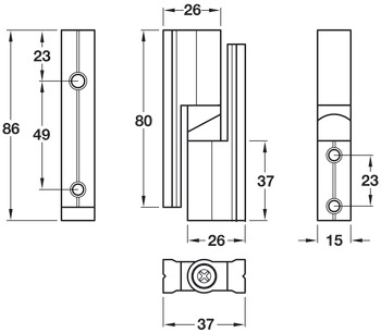 Cubicle Hinge Set Heavy Duty 17-21mm Black - view 2