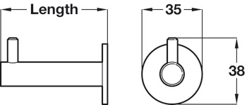 Coat Hook D35x62mm Brushed Stainless Steel - view 2