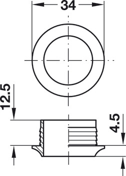 Push-Lock Rosette 16mm Plastic Brown - view 3