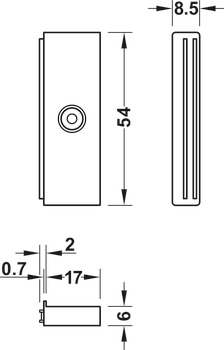 Magnetic Catch Slim 5.0kg SF Steel/Plastic Brw - view 2