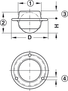 D25mm Ball Castor wo Swivel Steel CP/Galvanised - view 2