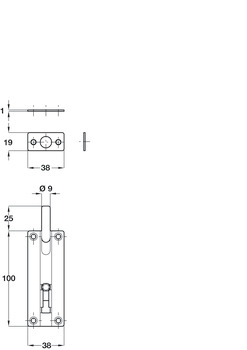 Barrel Bolt Cranked 38x80mm SSS - view 2