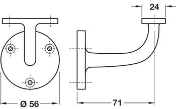 D56mm Handrail Bracket 71mm SAA - view 2