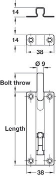 Barrel Bolt Straight 38x80mm SSS - view 2