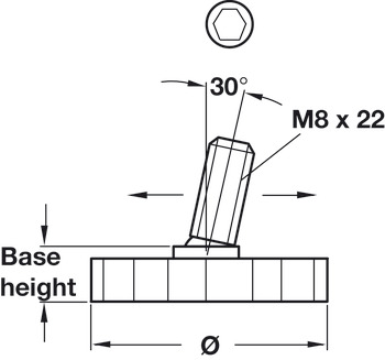 Base Leveller Plastic Black M8x22mm D30x9mm - view 2
