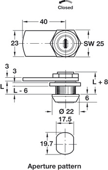 Cylinder Cam Lock 13.0mm PCP FH1 Dir.1 - view 2