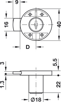 Minilock40 Rim Lock D18mm MNP LH Differ - view 2