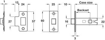 Tubular Mortice Latch BT 57/79mm EB - view 3