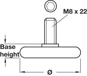 Base Leveller Plastic Black M8x22mm D30x10mm - view 2