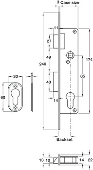 Narrow Mortice Sashlock 25/41mm SSS - view 2