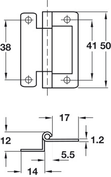 Cranked Flush Hinge 15-19mm 50mm Steel Bright Zinc Plated - view 2