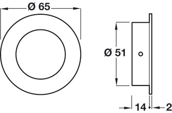 Flush Pull Handle D65x14mm SSS - view 2