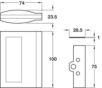 Pocket Sliding Door Handle w Pull Aluminium PCP - view 2