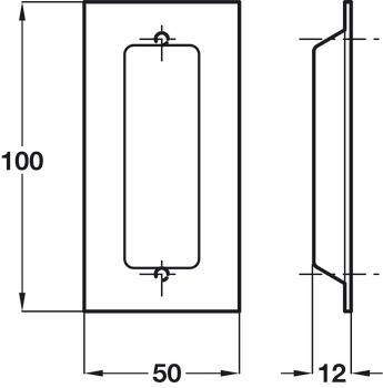 Flush Pull Handle 100x50x12mm SSS - view 2